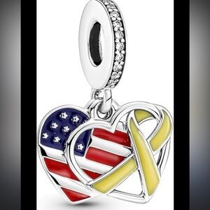 Pandora Heart, Flag and Remembrance Ribbon Dangle Retired Charm